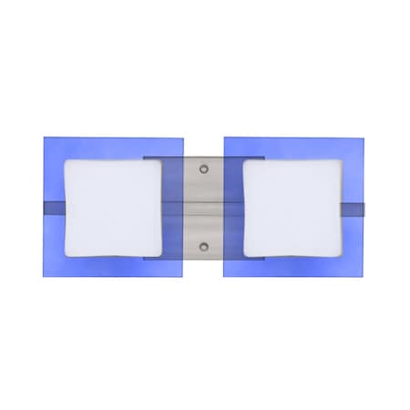 Besa Lighting Alex Vanity, Opal/Blue, Satin Nickel Finish, 2x50W Halogen 2WS-773592-SN